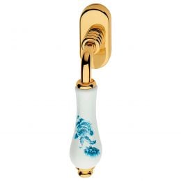 Maniglia con porcellana bianca fiori blu per finestra martellina DK Dalia Linea Calì
