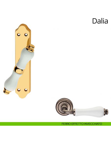 Maniglia porcellana bianca per finestra cremonese Dalia Linea Calì ferro effetto invecchiato