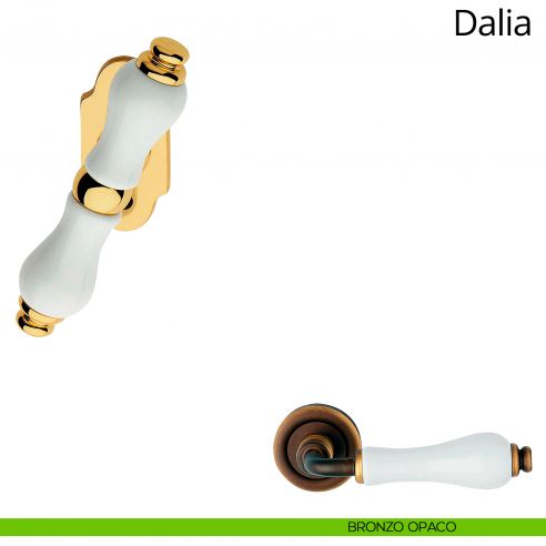 Maniglia porcellana bianca per finestra martellina Dalia Linea Calì bronzo opaco