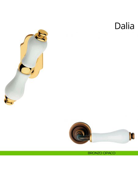 Maniglia porcellana bianca per finestra martellina Dalia Linea Calì bronzo opaco