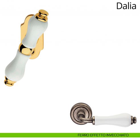 Maniglia porcellana bianca per finestra martellina Dalia Linea Calì ferro effetto invecchiato