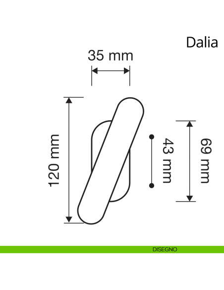 Maniglia porcellana bianca per finestra martellina Dalia Linea Calì disegno