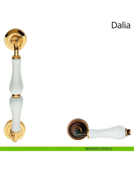 Maniglione porcellana bianca per porta Dalia Linea Calì bronzo opaco