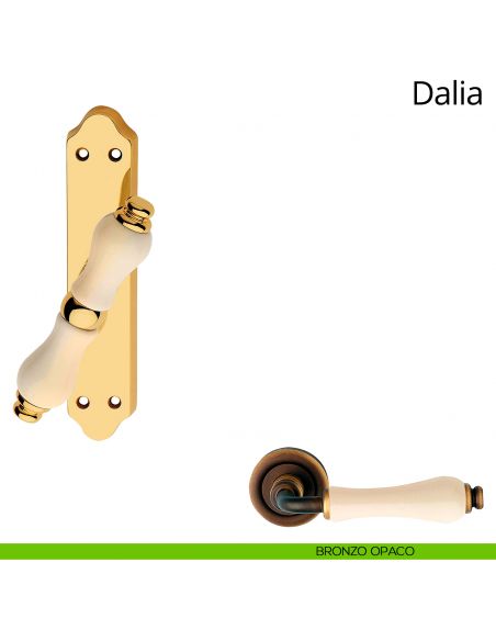 Maniglia porcellana avorio per finestra cremonese Dalia Linea Calì bronzo opaco