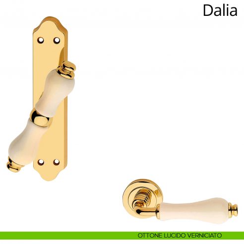 Maniglia porcellana avorio per finestra cremonese Dalia Linea Calì ottone lucido verniciato