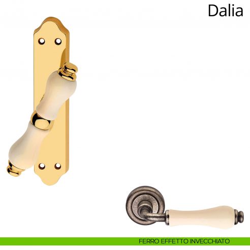 Maniglia porcellana avorio per finestra cremonese Dalia Linea Calì ferro effetto invecchiato