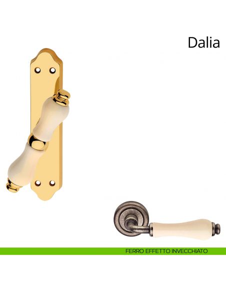 Maniglia porcellana avorio per finestra cremonese Dalia Linea Calì ferro effetto invecchiato