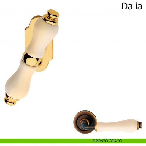 Maniglia porcellana avorio per finestra martellina Dalia Linea Calì bronzo opaco