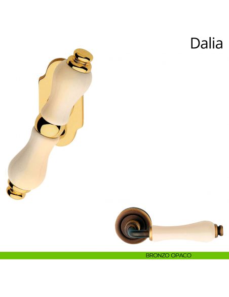 Maniglia porcellana avorio per finestra martellina Dalia Linea Calì bronzo opaco