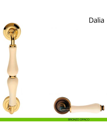 Maniglione porcellana avorio per porta Dalia Linea Calì bronzo opaco