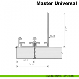 Binario superiore in alluminio per kit Master Universal Caimi 3 mt 2