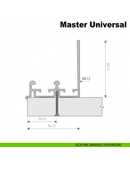 Binario superiore in alluminio per kit Master Universal Caimi 3 mt