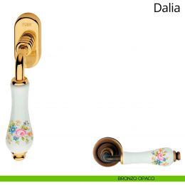 Maniglia porcellana bianca con fiori per finestra martellina DK antintrusione Dalia Linea Calì 2