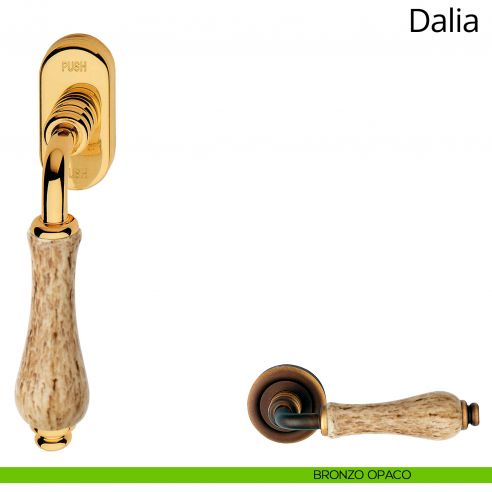 Maniglia porcellana maculata per finestra martellina DK antintrusione Dalia Linea Calì bronzo opaco