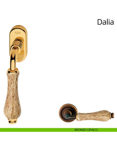 Maniglia porcellana maculata per finestra martellina DK antintrusione Dalia Linea Calì bronzo opaco