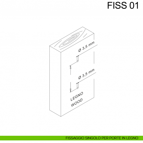 Kit fissaggio maniglione singolo per porte in legno Fimet Inox disegno