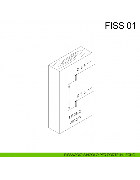 Kit fissaggio maniglione singolo per porte in legno Fimet Inox disegno
