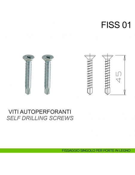Kit fissaggio maniglione singolo per porte in legno Fimet Inox disegno viti