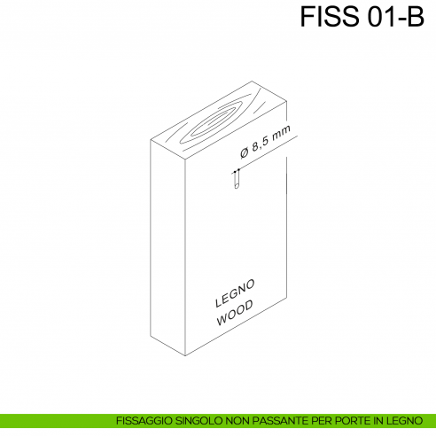 Kit fissaggio maniglione singolo non passante per porte in legno Fimet Inox disegno