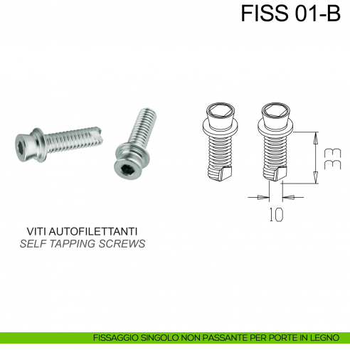 Kit fissaggio maniglione singolo non passante per porte in legno Fimet Inox disegno