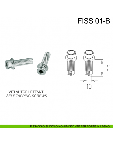 Kit fissaggio maniglione singolo non passante per porte in legno Fimet Inox disegno
