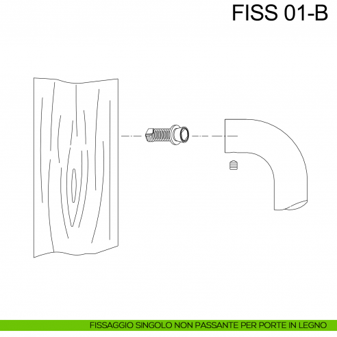 Kit fissaggio maniglione singolo non passante per porte in legno Fimet Inox disegno