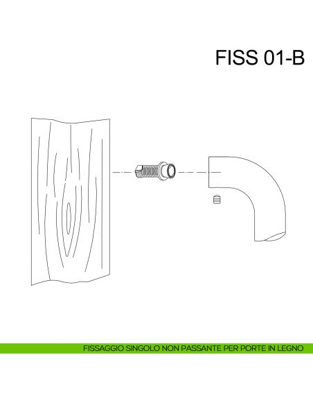 Kit fissaggio maniglione singolo non passante per porte in legno Fimet Inox disegno