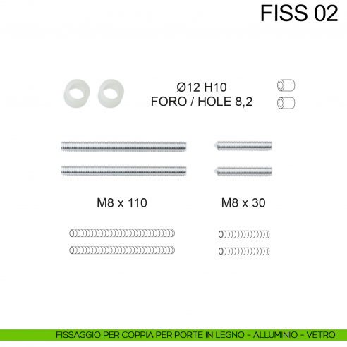 Kit fissaggio accoppiato per maniglioni Fimet Inox disegno