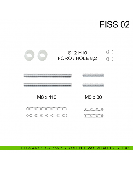 Kit fissaggio accoppiato per maniglioni Fimet Inox disegno