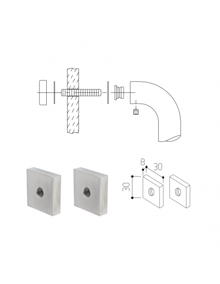 Kit fissaggio passante per maniglione singolo Fimet Inox