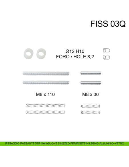 Kit fissaggio passante per maniglione singolo Fimet Inox disegno