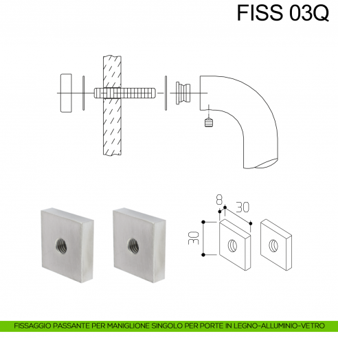 Kit fissaggio passante per maniglione singolo Fimet Inox disegno
