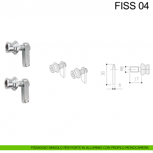Kit fissaggio maniglione singolo per porte in alluminio con profilo monocamera Fimet Inox disegno
