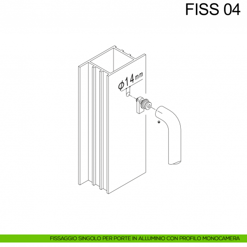 Kit fissaggio maniglione singolo per porte in alluminio con profilo monocamera Fimet Inox disegno