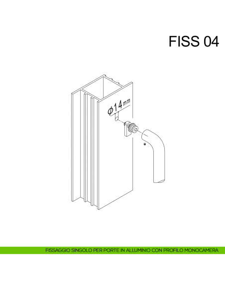 Kit fissaggio maniglione singolo per porte in alluminio con profilo monocamera Fimet Inox disegno