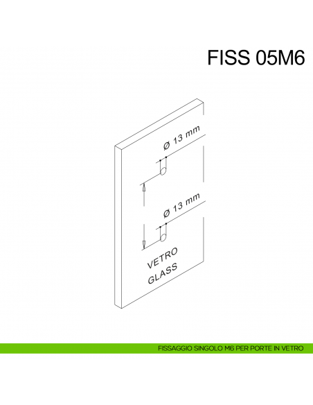 Kit fissaggio maniglione singolo M6 per porte in vetro Fimet Inox disegno