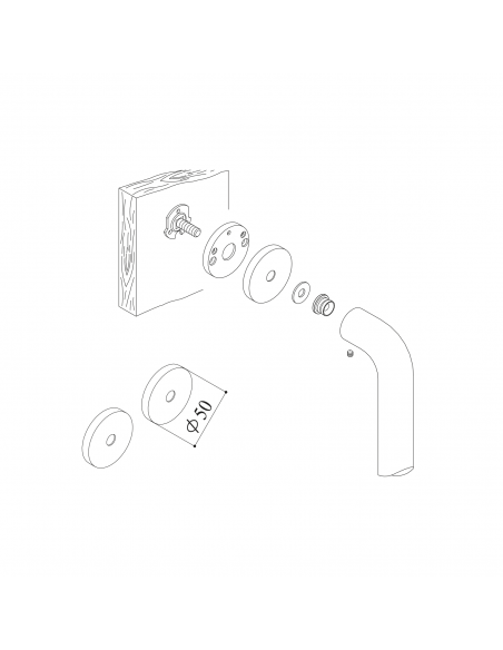 Kit fissaggio maniglione singolo con rosetta tonda e piastrina Fimet Inox