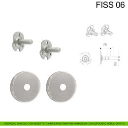 Kit fissaggio maniglione singolo con rosetta tonda e piastrina Fimet Inox 2