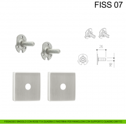 Kit fissaggio maniglione singolo con rosetta quadra e piastrina Fimet Inox 2