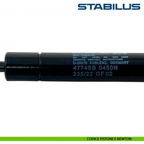 Pistone a gas per movimento Vela Effegibrevetti Stabilus Lift-o-Mat 450 Newton