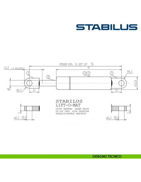 Molla a gas per Vela Effegibrevetti Stabilus Lift-o-Mat 350 Newton