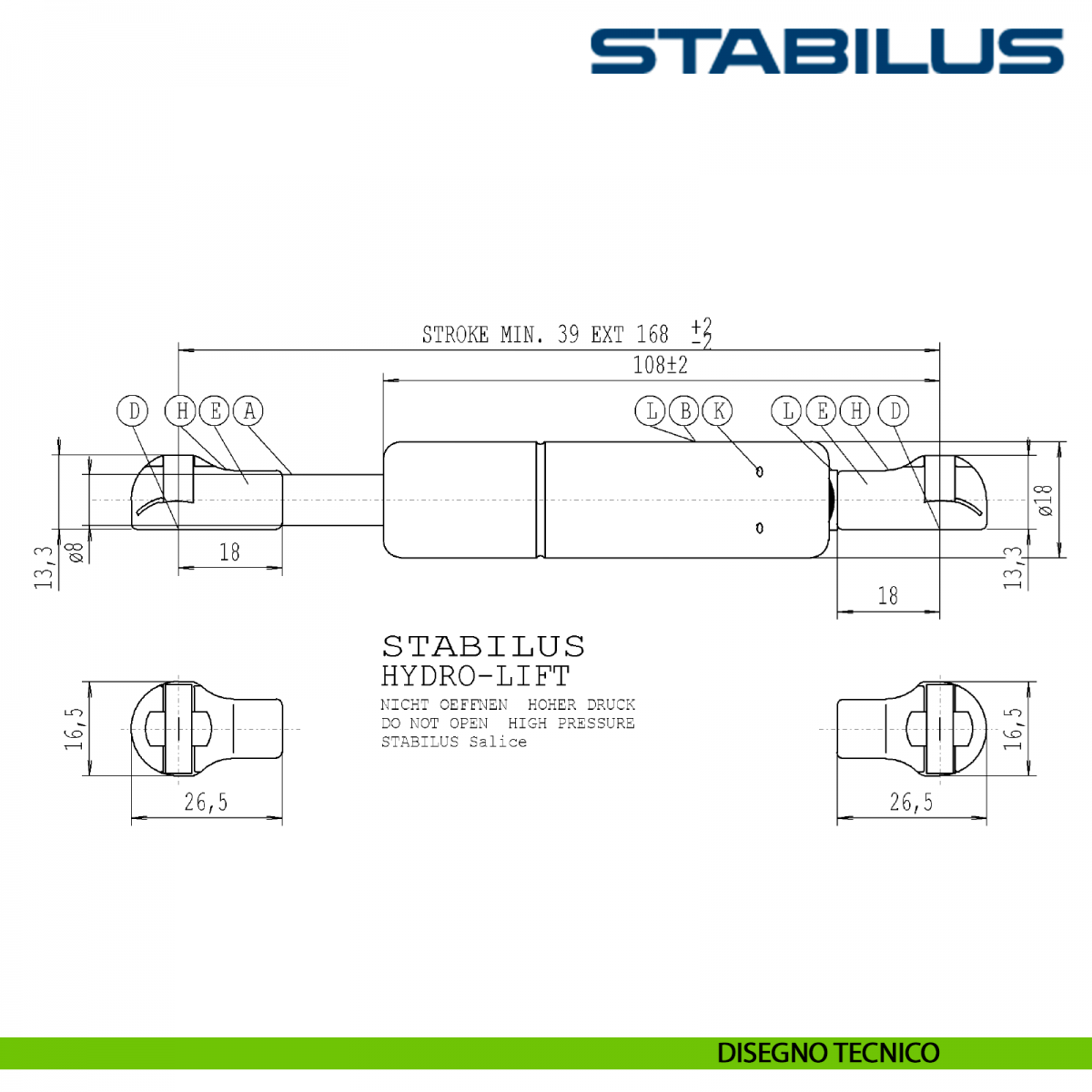 Pistone Stabilus HydroLift 450 Newton per meccanismo Lift Salice