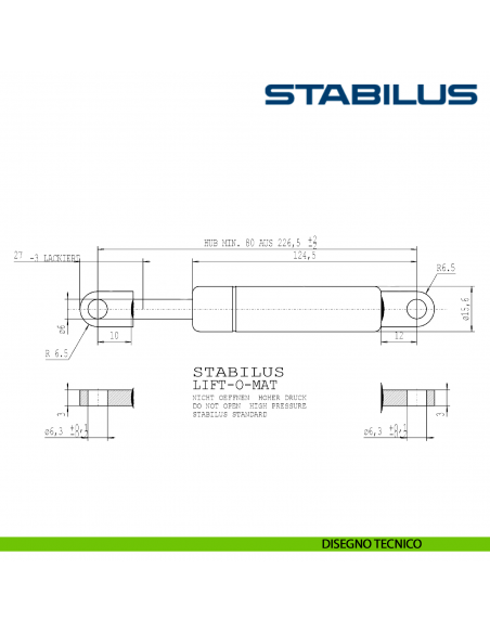 Pistone Stabilus lift-o-mat 450 Newton per meccanismo Lift Salice