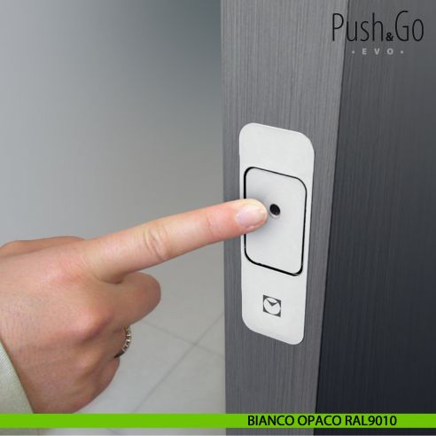 Sistema di blocco magnetico Push & Go Evo Celegon per porte a doppia anta bianco opaco RAL9010