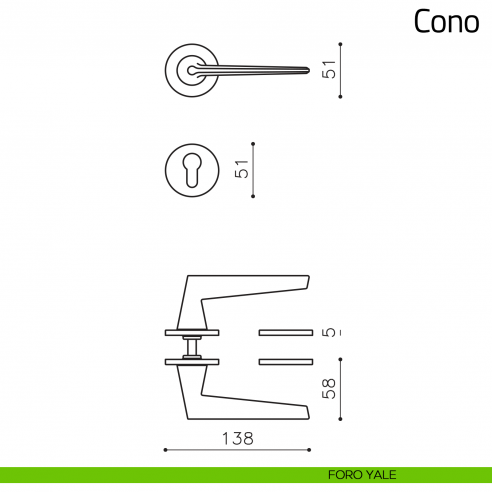 Maniglia per porta Cono Olivari disegno foro yale
