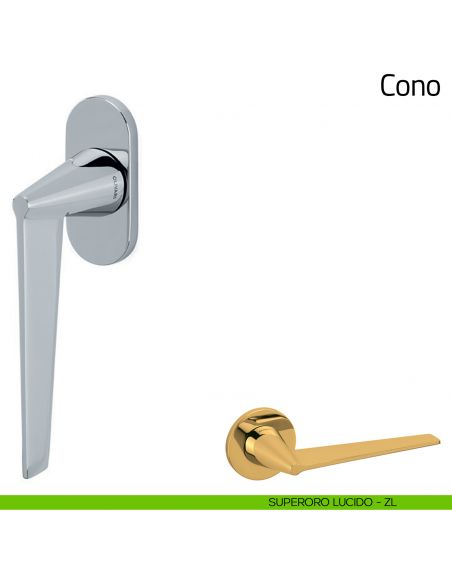 Maniglia per finestra martellina DK Cono Olivari superoro lucido