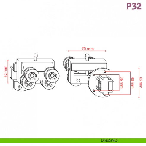 Carrello superiore Caimi Export System Pack P32 destro