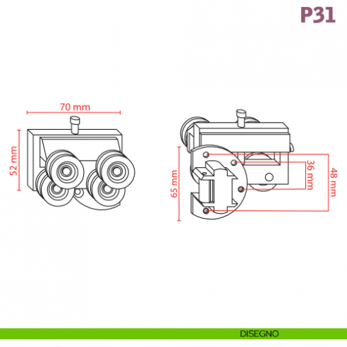 Carrello superiore Caimi Export System Pack P31 sinistro
