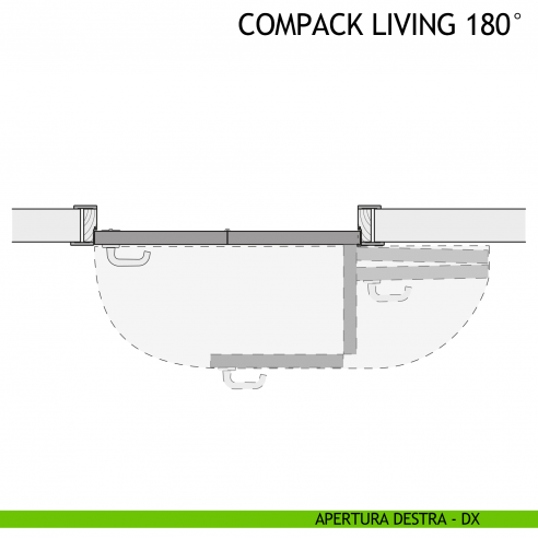 Meccanismo per porta a libro pieghevole Compack Living 180° Celegon apertura destra