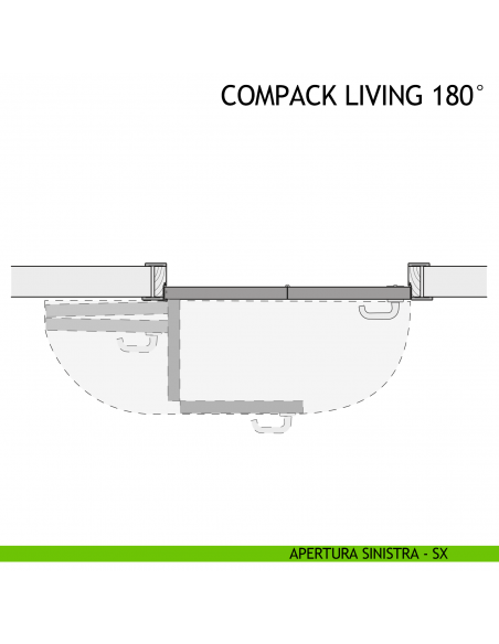 Meccanismo per porta a libro pieghevole Compack Living 180° Celegon apertura sinistra